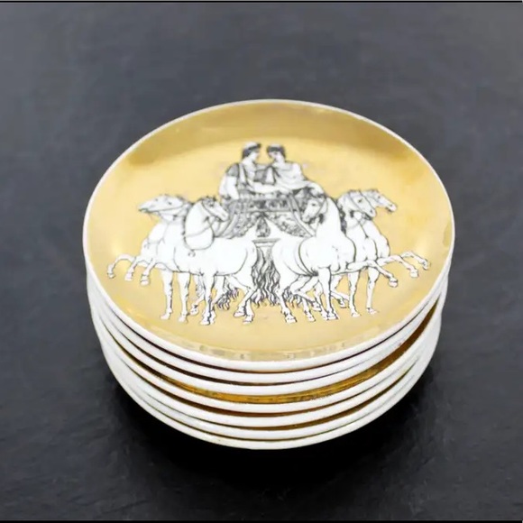 Authentic Fornasetti Mid-Century Coaster Set of 7 (Italy, 1960s) - Picture 3 of 9